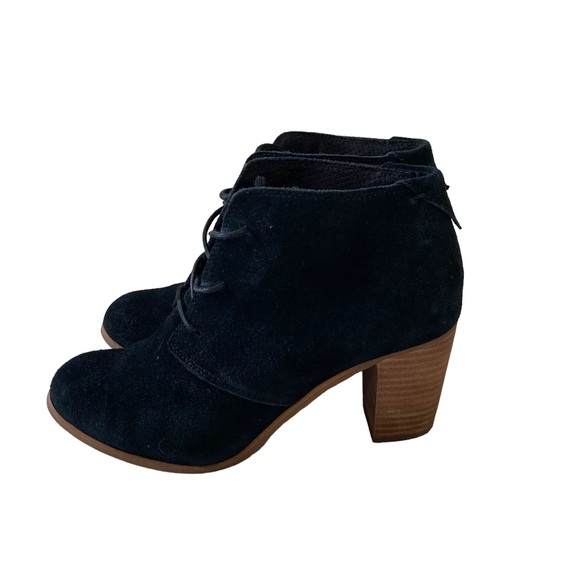Toms Lunata Lace Up Bootie Black Suede, 7.5 - Picture 5 of 11